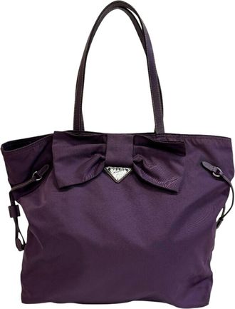 Prada Purple Nylon Shoulder Bag Tote Bag (Pre-Owned)