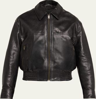 Nili Lotan Aime Zipped Leather Bomber Jacket