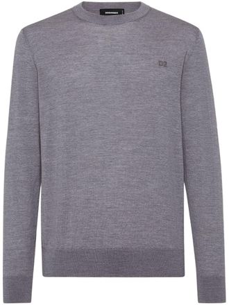 Dsquared2 embroidered logo jumper - men - Virgin Wool - S - Grey