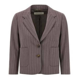 Dries Van Noten Bamis Single-Breasted Pinstripe Blazer - female - Dries Van Noten - Blazers - Gray - XS - Jackets