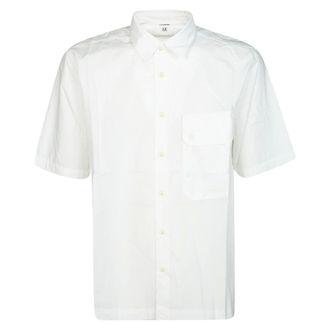 C.P. Company Short Sleeve Shirts, male, White, Size: M Camicia Manica Corta