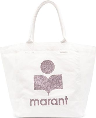 Isabel Marant Yenky logo-print tote bags - women - Organic Cotton/Polyamide - One Size - Neutrals