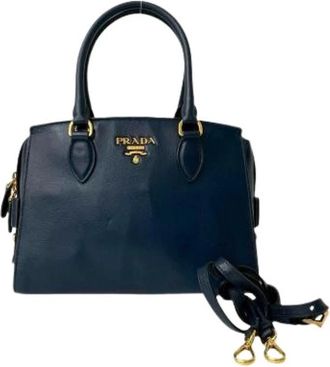 Prada Pre-owned Handbags, female, Blue, Size: ONE SIZE Pre-owned Vintage Leather Handbag