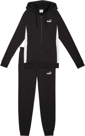 Puma Fleece-trainingspak met doorlopende rits voor dames (Poema Zwart)