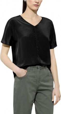 Luisa Cerano Shimmer Techno Silk Top In Black