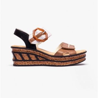 Rieker 68176-64 Womens Sandals Beige Multi - Size UK 7.5