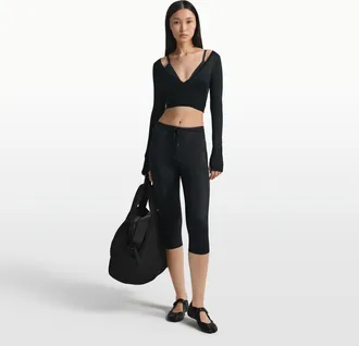 Nike Womens SKIMS Satin Shine High-Waisted 17 Leggings with Drawcord in Black | IR5063-054