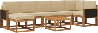 vidaXL Conjunto De Sof&aacute;s De Exterior 8 Uds. Natural Y Beige Poli&eacute;ster Vidaxl