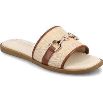 Journee Collection Priya Slide Sandal in Natural Cognac at Nordstrom Rack, Size 8.5