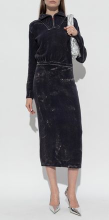 Diesel Wool Dress M-MARCELLE, Womens, Black