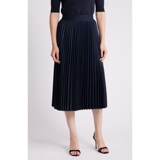 BOSS Vapliso Pleated Jacquard Midi Skirt in Sky Captain at Nordstrom Rack, Size 0
