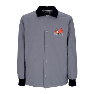 Ripndip Duivels Baby Button Down Jas - Heren - Zomerjassen - Grijs - S - Katoen - Jassen