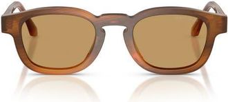 Armani 48mm Rectangle Sunglasses in Brushed Striped Honey /Brown at Nordstrom