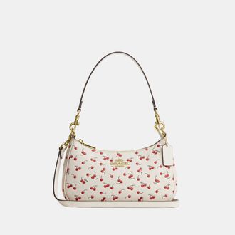 Coach Womens Teri Shoulder Bag With Cherry Print - White Leather - One Size