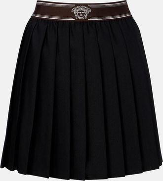 Versace Pleated wool and mohair miniskirt