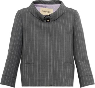 Valentino Garavani Pinstripe Patroon Blazer - Dames - Blazers - Grijs - XS - Wol - Jassen