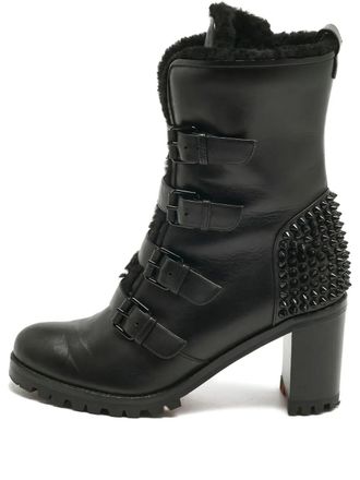 Christian Louboutin shearling buckled ankle boots - Black
