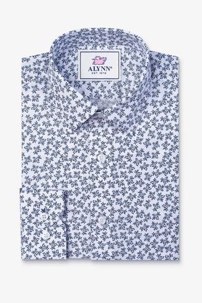 Alynn Mens Brooks Floral Untuckable Dress Shirt In Blue/white
