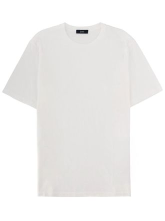 Herno White Plain Cotton Crewneck T-Shirt