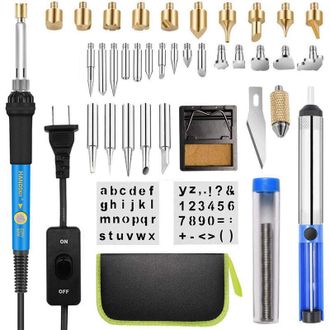 OEM Kit De Pirograbado, 54 Piezas, 60 W, Temperatura Ajustable Para Pirograbado, Soldadura, Bricolaje Y Manualidades En Madera, Cuero, Corcho