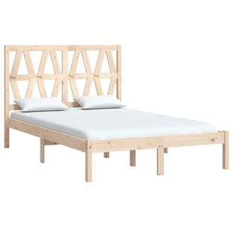 Berkfield Home Beautiful Bed Frame Solid Wood Pine 120x200 cm in Natural | Size: Small Double