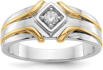 Diamond2Deal 14k Two-tone Lab Grown Diamond Wedding Band Ring 0.15Ct Clarity- VS Color- G-H