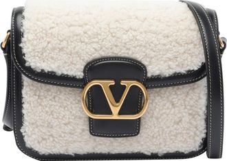 Valentino Garavani 9 To 5 Small Shearling And Leather Shoulder Bag