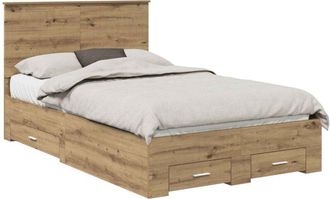 vidaXL Bed Frame with Drawer Artisan Oak 120 x 200 cm Engineered Wood vidaXL