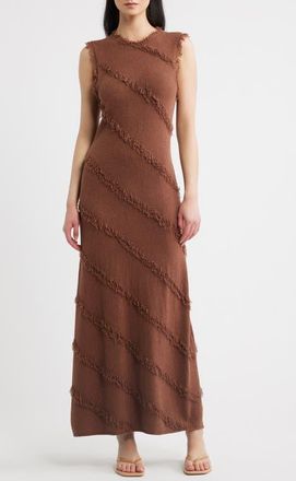 Rails Claudia Fringed Sleeveless Maxi Dress in Cinnamon at Nordstrom, Size Xx-Large