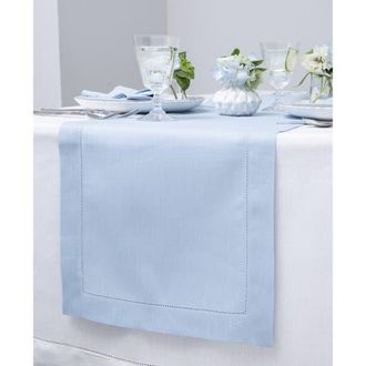 Solino Home Linen Table Runner for Dining Table, Holiday and Everyday Table Decor - Classic Hemstitch in Sky Blue at Nordstrom, Size Xx-Large