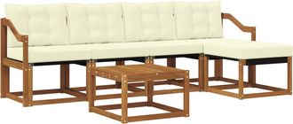 vidaXL Conjunto De Sof&aacute;s De Exterior 6 Uds. Natural Y Crema Vidaxl