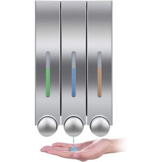 OEM Dispensador Triple De Jab&oacute;n De Acero Inoxidable Para Montaje En Pared, Ideal Para Gel De Ducha, Champ&uacute; Y Loci&oacute;n, Color Plata, Perfecto Para El Ba&ntilde;o