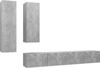vidaXL Vidaxl - 4 Piece tv Cabinet Set Concrete Grey Engineered Wood
