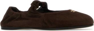 Miu Miu Womens Suede Ballerina Brown