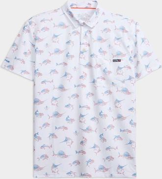 Salt Life Fish N Bones Americana Polo in White at Nordstrom, Size Xx-Large S