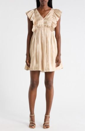 Wishlist Ruffle Babydoll Minidress in Champagne at Nordstrom Rack, Size Medium
