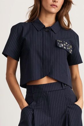 Tanya Taylor Evelyn Top In Navy