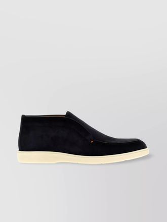 Santoni suede boots with contrast sole and round toe