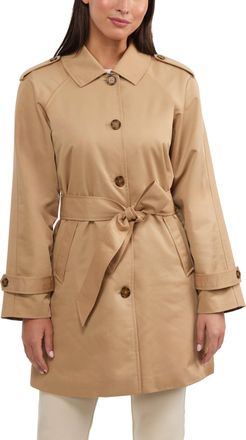 Ellen Tracy Womens Coated Gab Trench with Polyfill Insulation