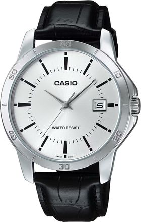 Casio Mens Silver Dial Brown Leather Strap Analog Watch - MTP-V004L-7CUDF