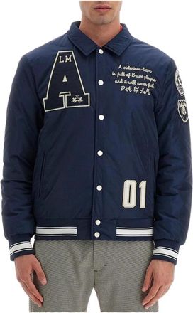 La Martina Blauw Polyester Bomberjack - Heren - Zomerjassen - Blauw - 2XL - Polyester - Jassen
