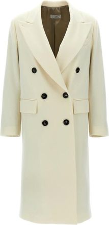 Alberto Biani Jassen, Dames, Wit, S, Wol, Wollen Double-Breasted Jas