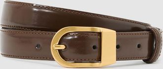 Reiss Chocolate Leather Curved-buckle Belt, XS