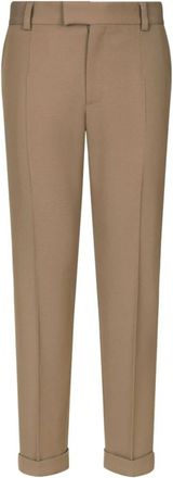 Dolce & Gabbana Tailored Gabardine Cuffed Pants - Heren - Nette broeken - Bruin - M - Wol - Broeken
