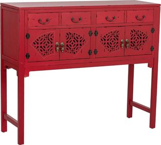Wanderlust Deco Recibidor De Madera Rojo 120x40x102h Cm
