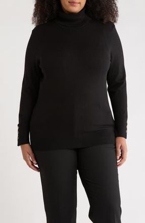 Joseph A Essential Fine Gauge Turtleneck Sweater in Black at Nordstrom Rack, Size 3X