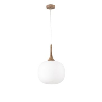 Luce-Ambiente-Design L&aacute;mpara de techo de metal color madera y difusor en vidrio blanco 30 c