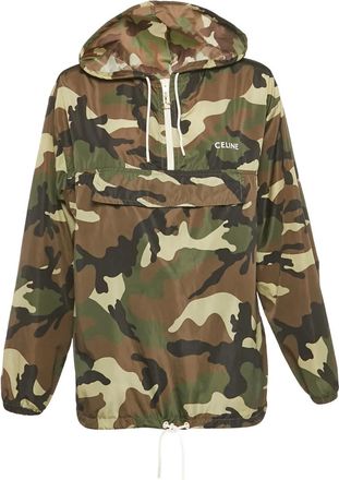 Celine Felpa con stampa camouflage e cappuccio - Verde