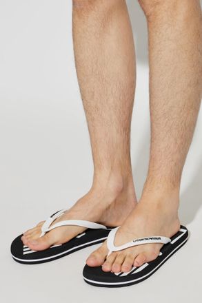 Emporio Armani Rubber Slides With Logo, Mens, White