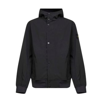 Stone Island Light Jackets, male, Black, Size: S Light Soft Shell-R